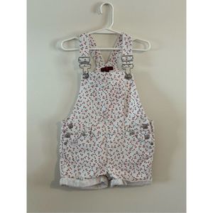 7 For All Mankind Girl's White Cherry Short Overalls Sz 4T